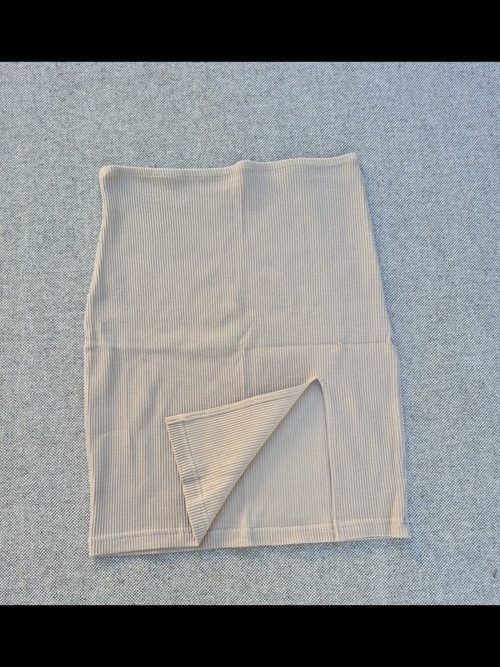 BEIHAUS Ribbed 2 Piece Skirt Set Beige - Picture 3 of 12